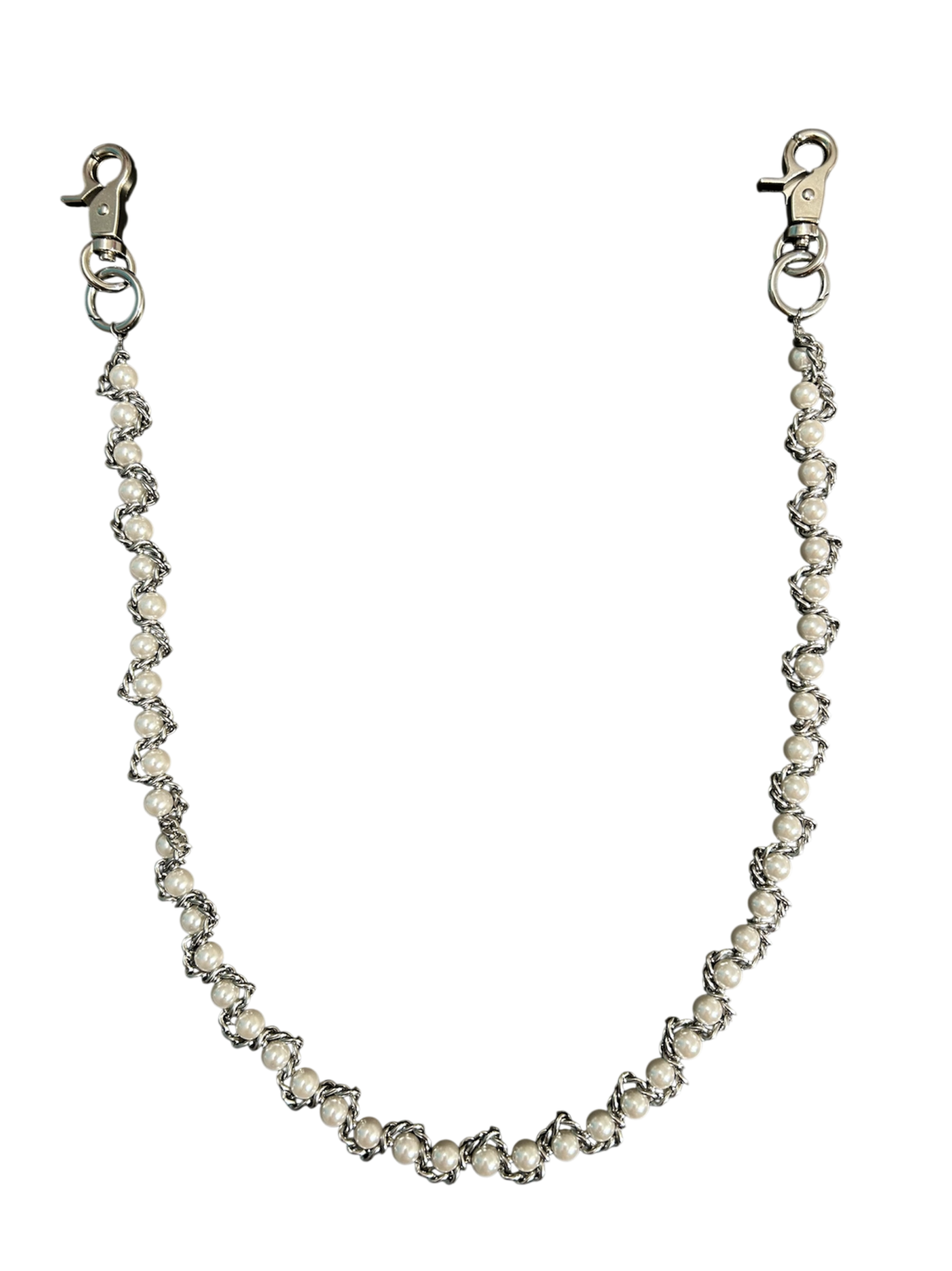 SILVER PEARL WALLET CHAIN