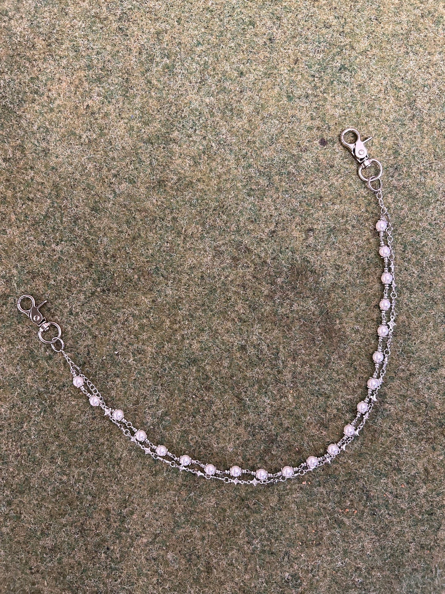 SILVER PEARL WALLET CHAIN