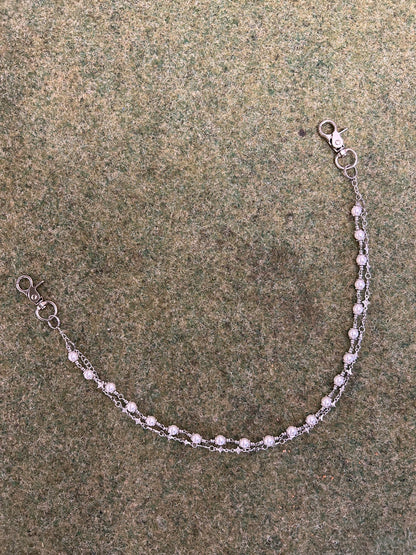 SILVER PEARL WALLET CHAIN