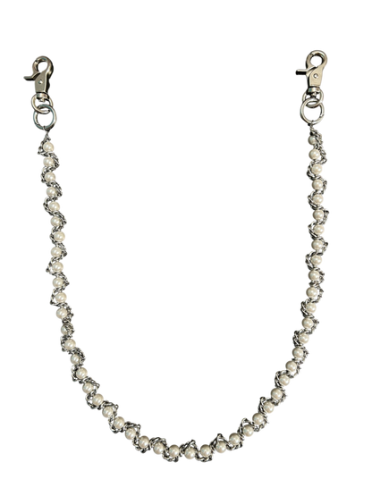 SILVER PEARL WALLET CHAIN