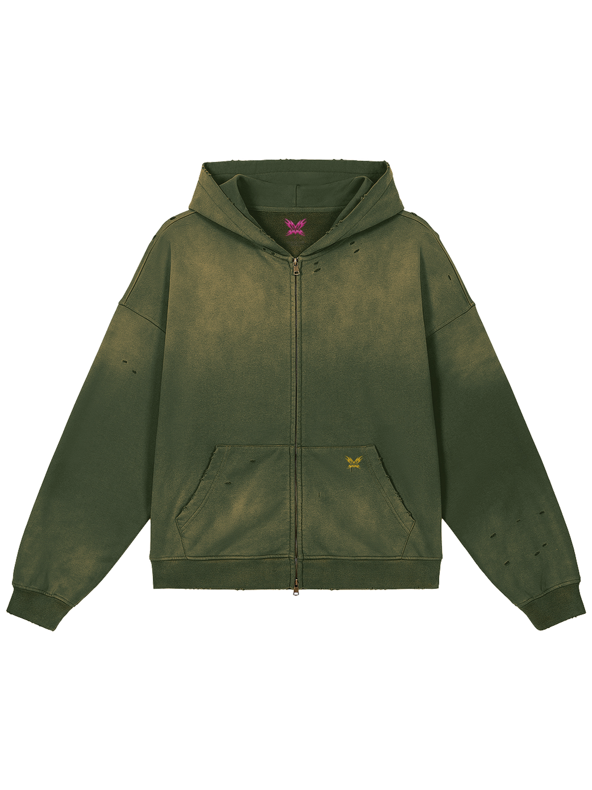FBI × MOONAERA zip hoodie – Olive