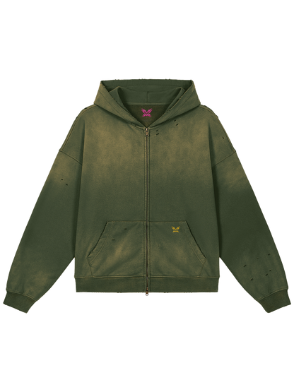 FBI × MOONAERA zip hoodie – Olive