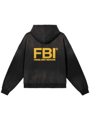 FBI × MOONAERA zip hoodie – Washed Black