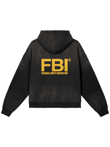 FBI × MOONAERA zip hoodie – Washed Black