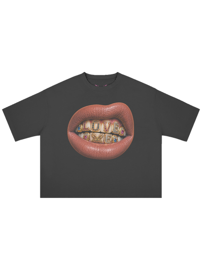 LOVE ME x MOONAERA black oversized T-shirt front