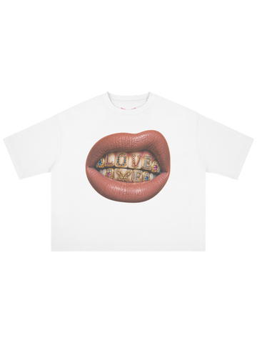 LOVE ME x MOONAERA white oversized T-shirt front