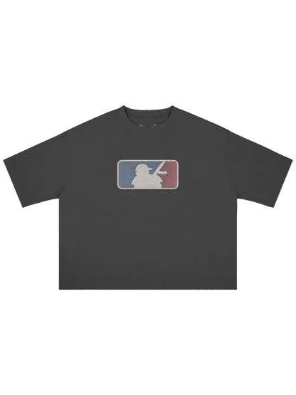 Major League x MOONAERA black oversized T-shirt front