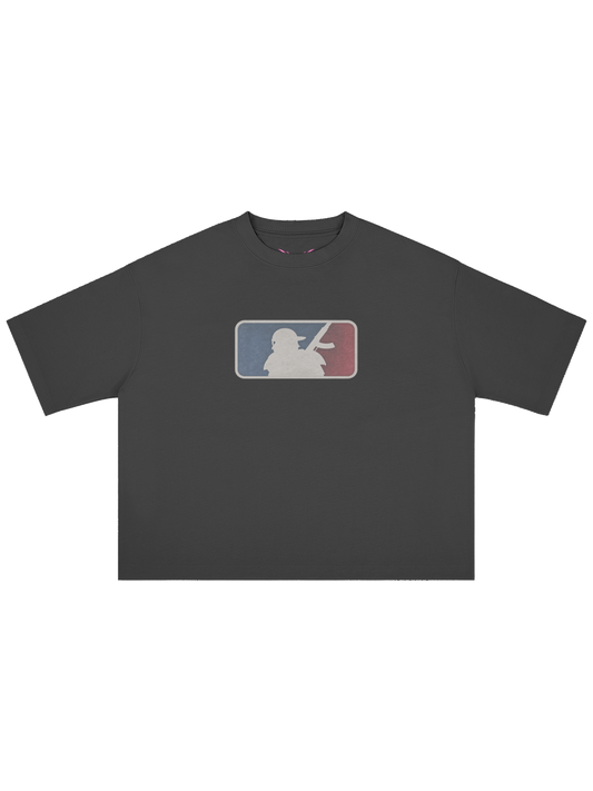 Major League x MOONAERA black oversized T-shirt front