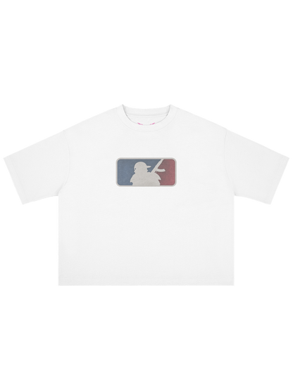 Major League x MOONAERA white oversized T-shirt front