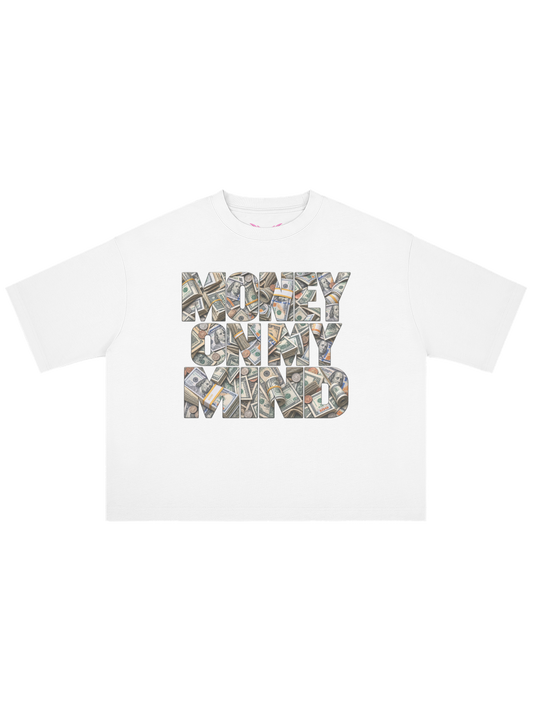 Money On My Mind x MOONAERA white oversized T-shirt front
