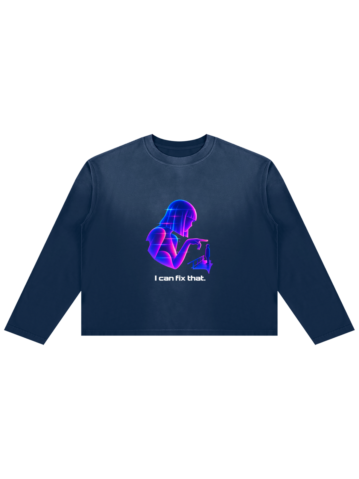 MOONAERA You Look Lonely I Can Fix That navy blue longsleeve shirt with graphic front print