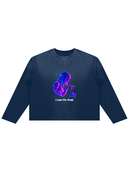 MOONAERA You Look Lonely I Can Fix That navy blue longsleeve shirt with graphic front print