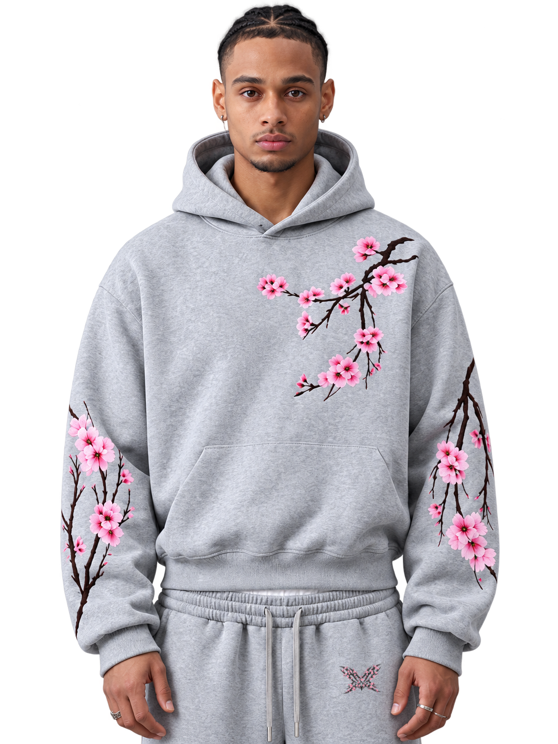 Sakura Thorn Hoodie — Light Grey
