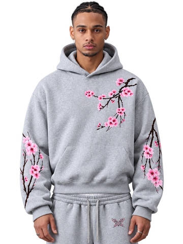 Sakura Thorn Hoodie — Light Grey