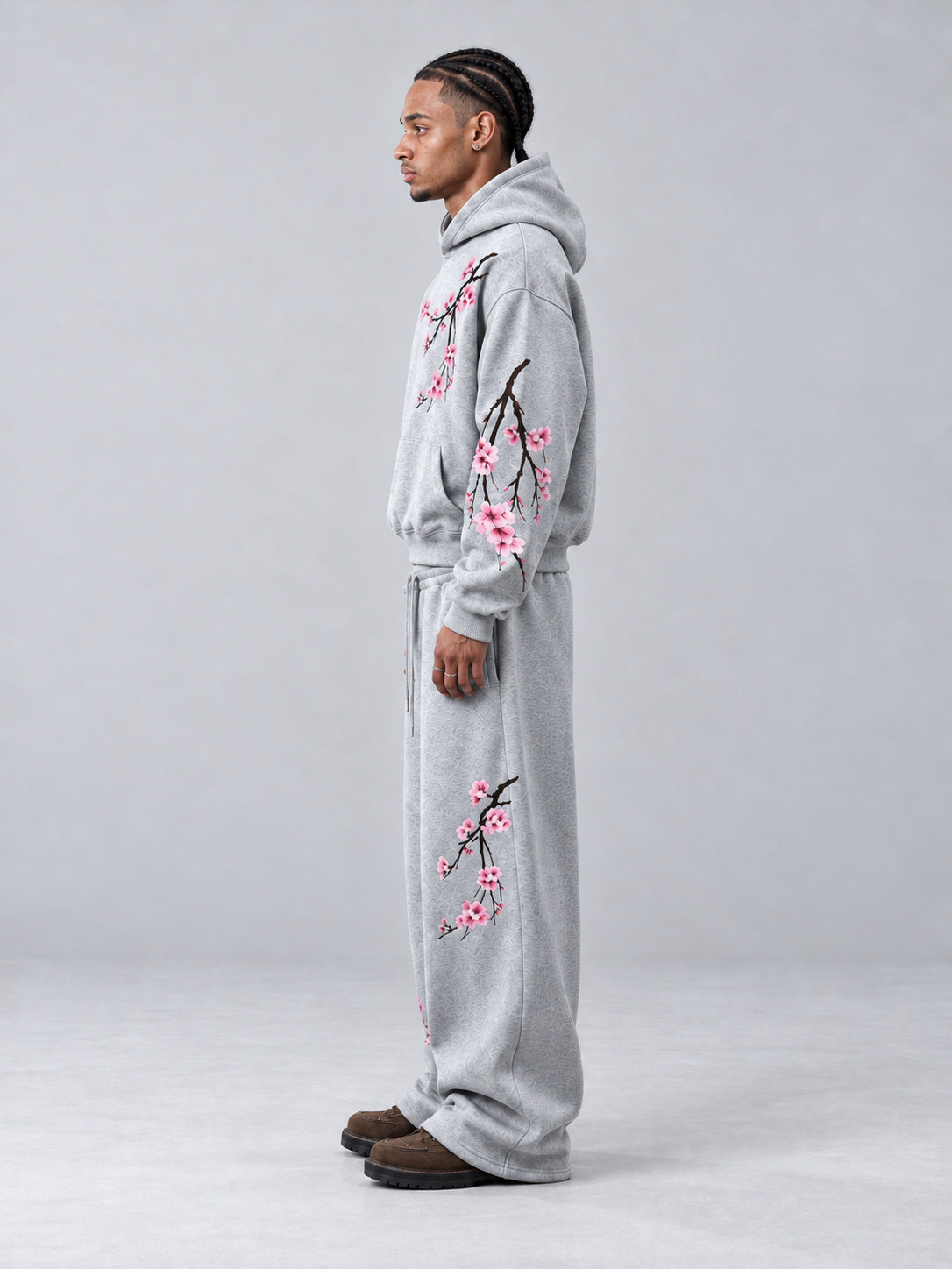 Sakura Thorn Hoodie — Light Grey