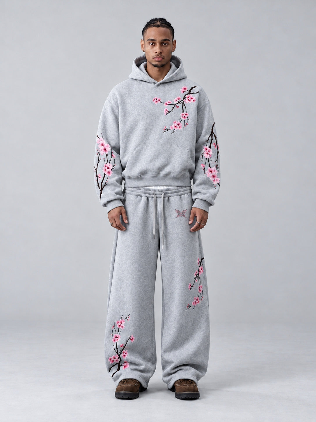 Sakura Thorn Hoodie — Light Grey