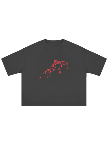 Black SPIDEY X MOONAERA oversized graphic T-shirt front view