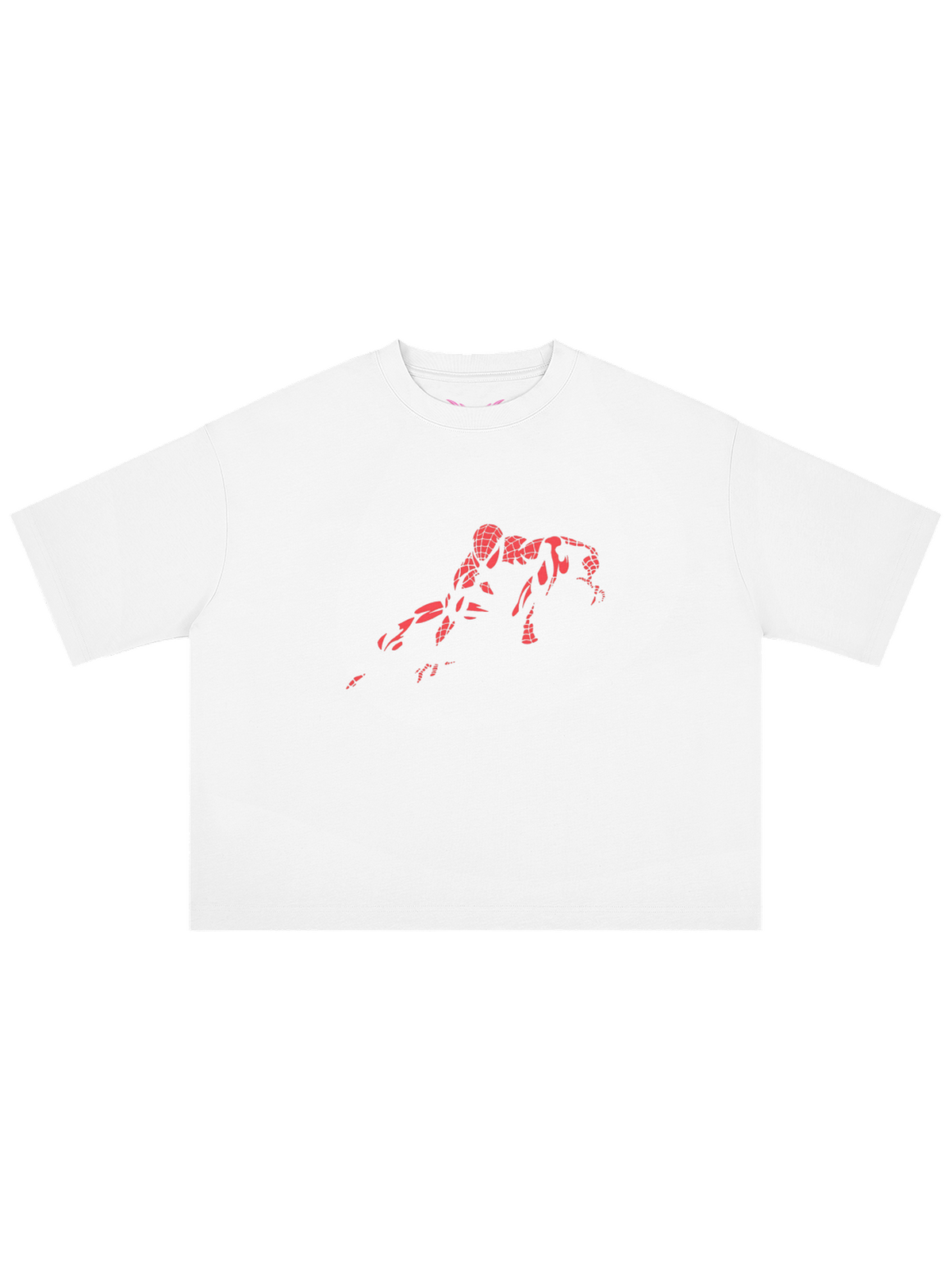 White SPIDEY X MOONAERA oversized graphic T-shirt front view